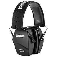 PROHEAR 016 Ear Protection Safety Earmuffs for Shooting, NRR 26dB Noise Reduction Slim Passive Hearing Protector with Low-Profile Earcups, Compact Foldable Ear Defenders for Gun Range, Hunting (Black)