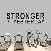 Inspirational Wall Stickers, Gym Wall Decals, (Easy to Apply), Vinyl Art Decor Quotes Motivational Office Bedroom Positive Baseball Poster Garage Home Word Sign Saying, Stronger Than Yesterday 25