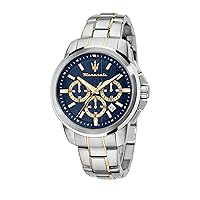 Maserati Men's Watch, SUCCESSO Collection, in Steel, PVD Gold - R8873621016, Silver, 44mm, Bracelet