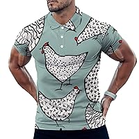 Funny Chicken Men's Golf Polo-Shirt Short Sleeve Jersey Tees Casual Tennis Tops M