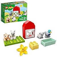 LEGO DUPLO Town Farm Animal Care 10949 Toy for Toddlers, Girls and Boys 2 Plus Years Old with Duck, Pig, Sheep & Cat Figures, Early Development Toys