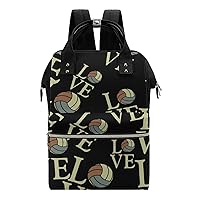 Volleyball Love Wide Open Designed Diaper Bag Waterproof Mommy Bag Multi-Function Travel Backpack Tote Bags