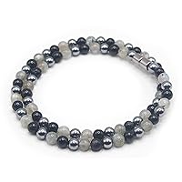 Triple Protection Necklace - Healing Crystal Jewelry - Beaded Necklace for Men/Women - Positive Energy Frequency (24, 03: 6mm Tourmaline - Elite Shungite - Labradorite)