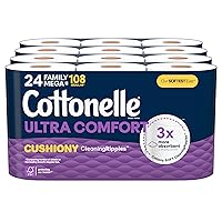 Ultra Comfort Toilet Paper with Cushiony CleaningRipples Texture, 24 Family Mega Rolls (24 Family Mega Rolls = 108 Regular Rolls) (4 Packs of 6), 296 Sheets per Roll, Packaging May Vary