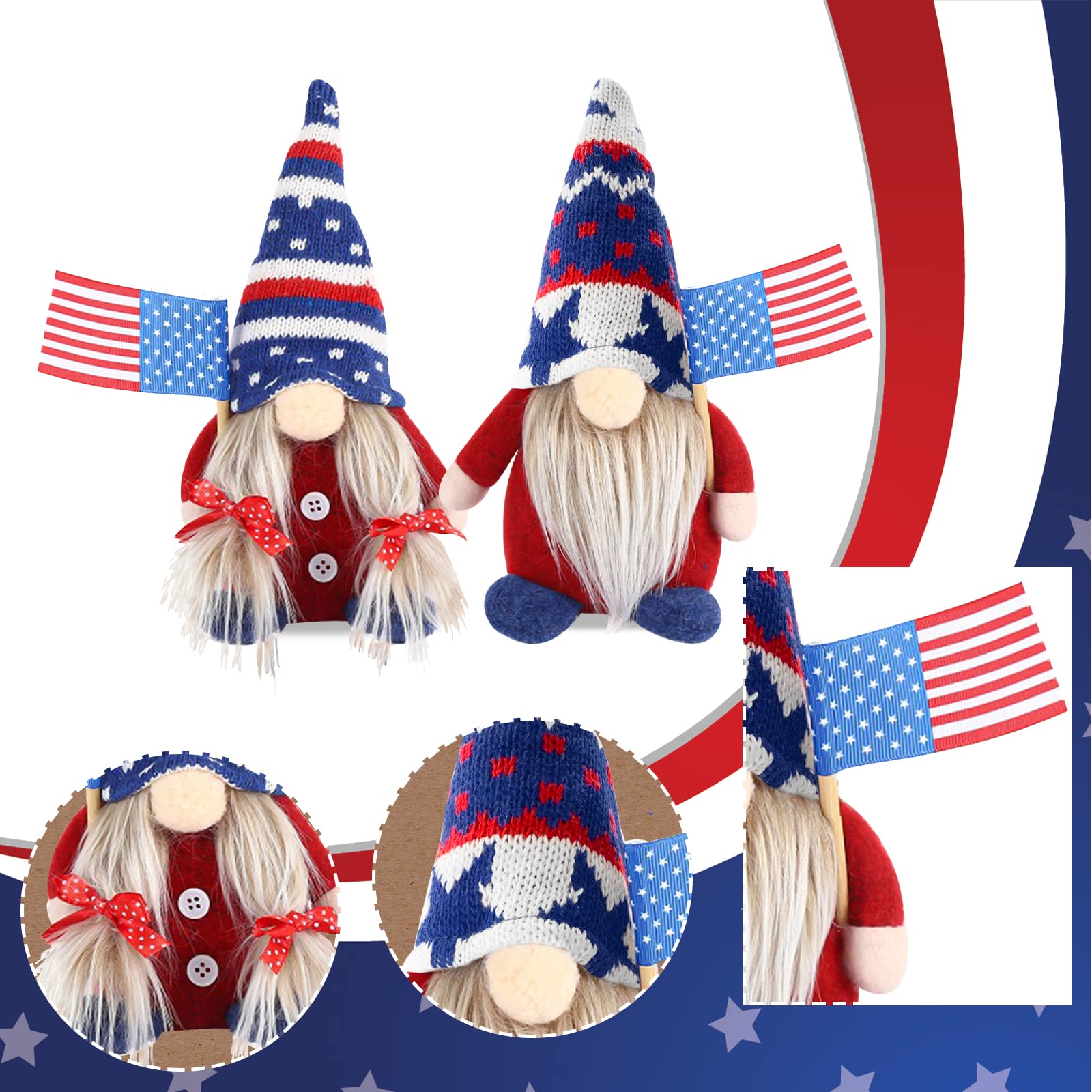 Lovinland New US Citizen Gifts, American Flag Gnomes, Birthday/Retirement/Veteran Christmas Thanksgiving Gifts for New Citizenship/Friend/Father/Grandpa/Adult, American Native Decor for Home