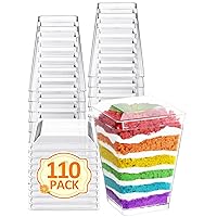 110 Sets 5oz Plastic Dessert Cups with Lids - Parfait Cups with Lids, Clear Mini Dessert Cups, Small Tumbler for Puddings, Mousse, Appetizers (Not Included Spoons)