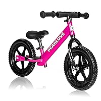 12 Inch Toddler Balance Bike, Lightweight Kids Balance Bike for 3-5 Year Old, Sturdy Toddler Bike with Adjustable Seat, Flat-Free Tires, No Pedal, Gift Bike for 18 Months to 5 Years