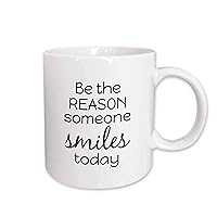 3dRose Stamp City - typography - Be the reason someone smiles today. Black letters on white background. - 11oz Two-Tone Green Mug (mug_322968_7)