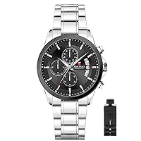 TEARTRACE Men's Casual Chronograph Sport Military Waterproof Multifunction Leather Wrist Watch