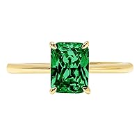 Clara Pucci 2.4ct Radiant Cut Solitaire Simulated Green Emerald Engagement Bridal Promise Anniversary Ring 14k Yellow Gold