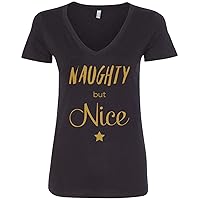 Threadrock Women's Naughty But Nice V-Neck T-Shirt