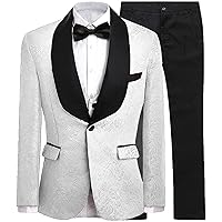 Boys Formal Jacquard Blazer Slim Fit 3 Pieces Set Suit Floral Tuxedos Party Jacket Dress Outerwear Coats