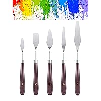 Arrtx 5 Pieces Painting Knives Stainless Steel Spatula Palette Knife Oil Painting Accessories Color Mixing Set for Oil Canvas Acrylic Painting-lightwi