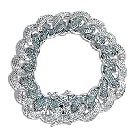 Hip Hop 18k Gold Plated Filled Iced Out Lab Simulated Diamond Emerald and White Zircon Mixed Inlaid Bracelet Cuban Bracelet for Men