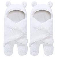 2 Pack Sherpa Baby Swaddle Blanket - Ultra Soft Plush for Infants 0-6 Months | Receiving Swaddling Wrap - Ideal Newborn Registry and Toddler Boy Accessories | Nursery Blankets - White