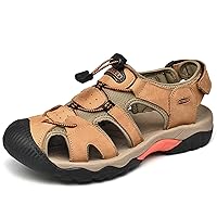 Men's Closed Toe Leather Sandals，outdoor Sports Sandals