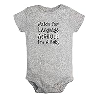 Watch Your Language Asshole I'm A Baby Funny Slogan Romper, Newborn Baby Bodysuits, Infant Jumpsuits, One-Piece Outfits