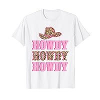 Howdy Cowgirl Vintage Country Western Leopard Cowboy Hat T-Shirt