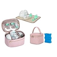 Fasrom Wearable Breast Pump Case Bundle with Breastmilk Cooler Bag with Ice Pack Fits 4 Baby Bottles up to 5 Ounce