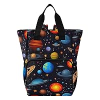 Solar System Planets Diaper Bag Backpack for Baby Boy Girl Large Capacity Baby Changing Totes with Three Pockets Multifunction Baby Bag for Playing Picnicking