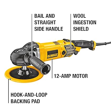 DEWALT Buffer Polisher, 7”-9”, 12 amp, Variable Speed Dial 0-3,500 RPM’s, Corded (DWP849X) Yellow