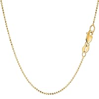 Jewelry Affairs 14k Yellow Gold Diamond Cut Bead Chain Necklace, 1.2mm