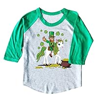 Kids/Girls/Youth Leprechaun Riding a Unicorn St. Patrick's Day T-Shirt