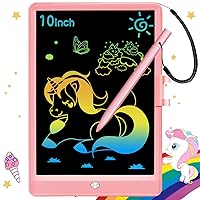 LCD Writing Tablet Doodle Board: 10 Inch Colorful Drawing Tablet for Kids Electronic Writing Pad Prescool Educational Toy Birthday Gifts for 3 4 5 6 7 Year Old Boys Girls Pink (Pink)
