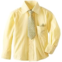 American Exchange Little Boys' Little Dress Shirt with Tie and Pocket Square, Yellow, 5