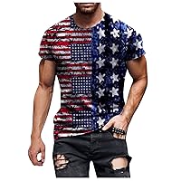 Graphic Tees Mens Tshirts Big and Tall Flag Print T-Shirt Vintage 3D Printed Tactical Shirt Patriotic Shirts