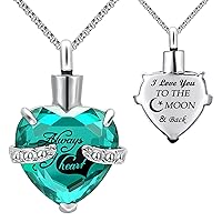 YOUFENG Urn Necklaces for Ashes Always in My Heart Heart Cremation Jewelry Memorial Pendant Birthstone Necklace
