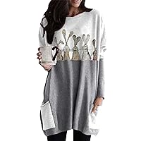 EFOFEI Womens Easter Bunny Oversized Sweatshirt Casual Loose Fit Cute Rabbit Tops Oversized Long Sleeve Shirt