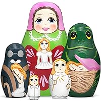 AEVVV Thumbelina Fairy Nesting Dolls Set 5 pcs - Flower Fairies Figurines Russian Nesting Dolls - Fairy Gifts Thumbelina Dolls - Matryoshka Stacking Dolls