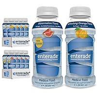 enterade AO 24 Bottles Orange and Watermelon Bundle, Specially Formulated to Reduce Treatment GI Side Effects, 8oz Orange (1 Pack of 12) + 8oz Watermelon (1 Pack of 12)