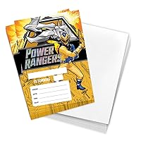 Desert Cactus Power Rangers Invitations Invites Happy Birthday Cards 10 Count With Envelopes Boys Girls Kids Party (Style F)