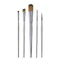 Royal & Langnickel Zen 5pc Standard Handle Brush Set, Includes - Oval Wash, Angular, Round, Chisel & Liner Brushes