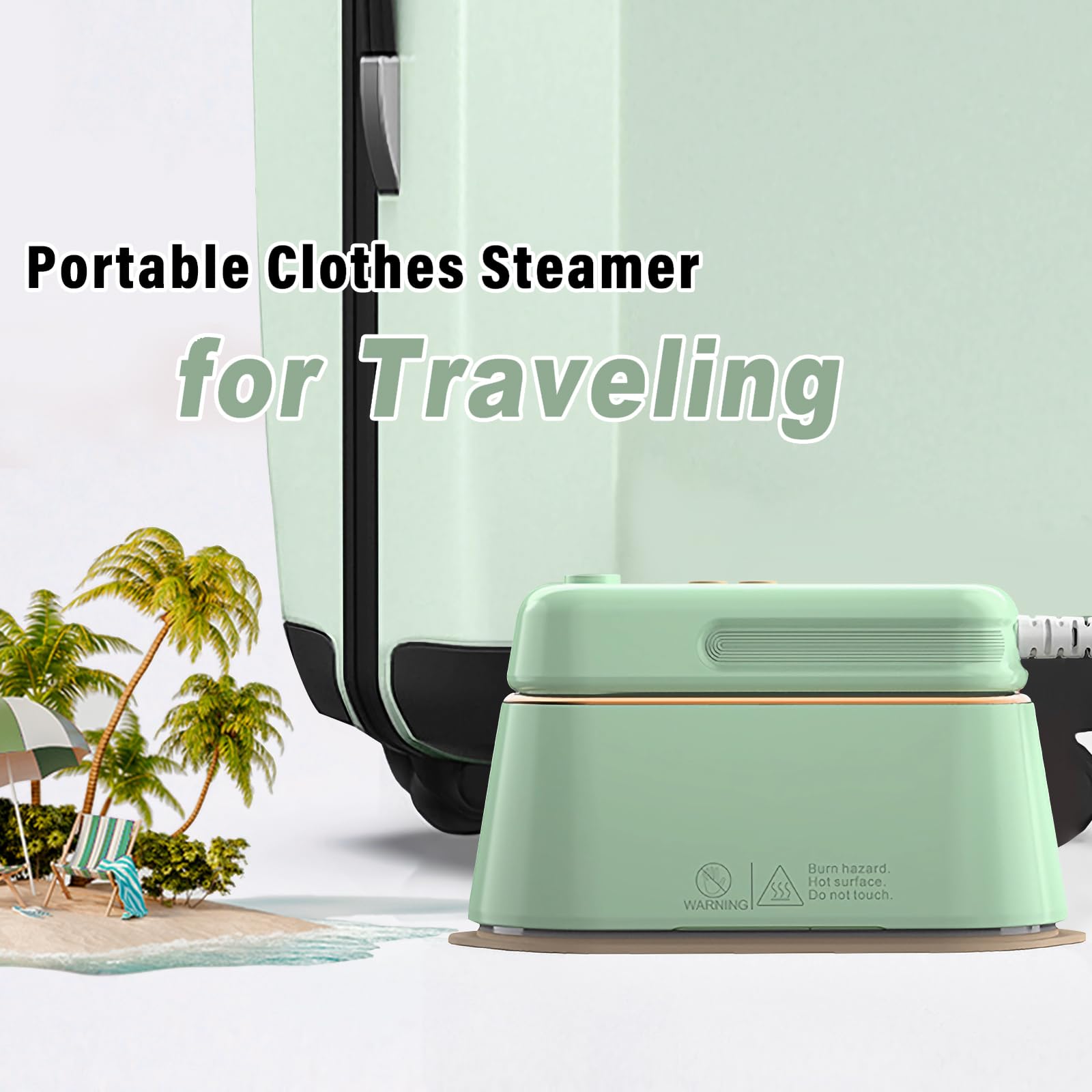 Foldable Iron for Clothes with 2 Steam Levels 2023, Kedemas 1100W 110V Portable Travel Mini Size Clothing Irons, Dry Ironing, Handheld Fabric Iron Machine for Travelling with a Cup, Light Green