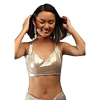 Women's Stitched Satin Blouse For Sarees || Indian Bollywood Padded Readymade Choli Crop Top