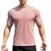 Men's T-Shirts Suede Crewneck Shirts Vintage Funky Summer Casual Short Sleeve T Shirts Solid Color Casual Loose Fit T Shirts