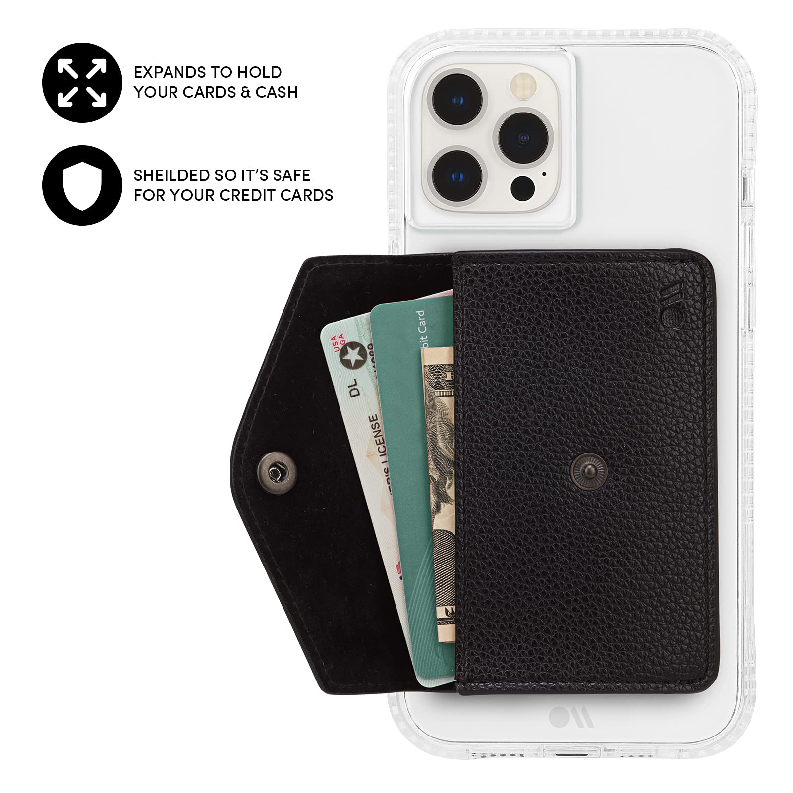 Case-Mate - MAGNETIC POCKET - Magnetic Wallet Card Holder - Designed for MagSafe Compatible iPhones and Cases - Black