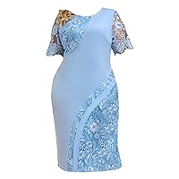 YiZYiF Women Lace Wedding Guest Dresses Short Sleeve Embroidered Cocktail Dress Evening Party Ball Gown