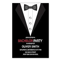 30 Invitations Bachelor Party Personalized Cards Black Tuxedo Photo Paper