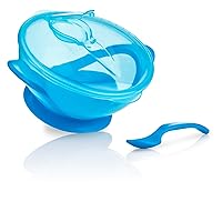 Nuby Easy Go Suction Bowl with Lid and Snap-in Spoon, Colors May Vary