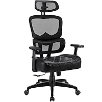 VECELO Swivel Ergonomic High Back Mesh Office Chair with Adjustable Headrest Armrest, Backrest Tilt Function, Lumbar Support for Executive/Computer Desk/Task Work, Black