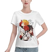 Anime The Promised Neverland Hope Emma & Norman & Ray T Shirt Women Summer Round Neck Shirts Casual Short Sleeves Tee White