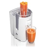 Hamilton Beach HealthSmart Juicer Machine, Compact Centrifugal Extractor, 2.4” Feed Chute for Fruits and Vegetables, Easy to Clean, BPA Free, 400W, White (67501)