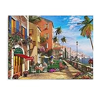 Cityscape Landscape Art Posters Mediterranean Coast Posters for Room Aesthetic Canvas Art Poster Picture Modern Office Family Bedroom Living Room Decorative Gift Wall Decor 8x10inch(20x26cm) Unfram