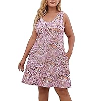 Dresses for Women Summer Casual Vacation Dresses for Women Casual Dresses for Women 2023 Shirt Dress for Women Plus Size Long Dress Long Dress for Women Women Plus Size Boho Casual Printed U Neck Sl