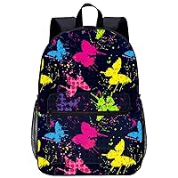 Spray Paint Butterfy 17 Inch Laptop Backpack Large Capacity Daypack Travel Shoulder Bag for Men&Women