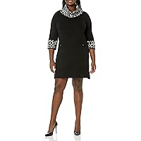 Jessica Howard Women's Plus Shift Soft ¾ Sleeve Short Dress